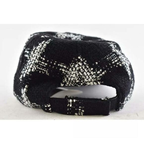 Chanel REV Black White Tweed Check CC Logo Baseball Cap Curved Peak Hat L Large main image 7